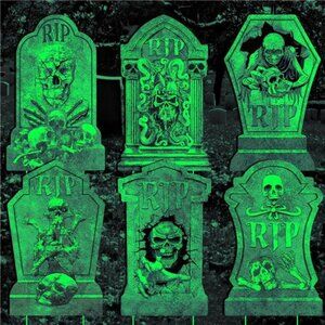 Halloween Decorations Tombstones Yard Sign,6Pcs Luminous Rip Halloween